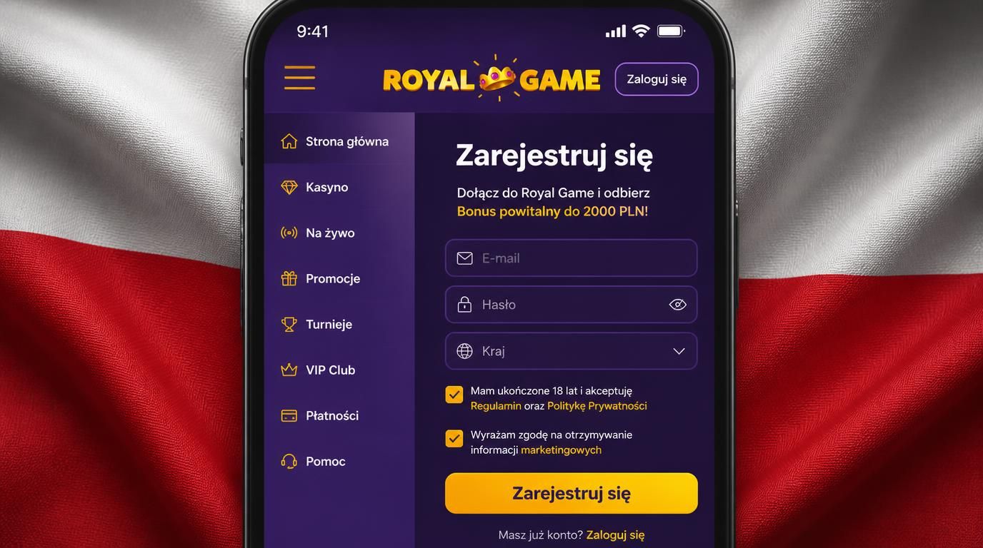 interfejs mobilnej rejestracji na royal game casino